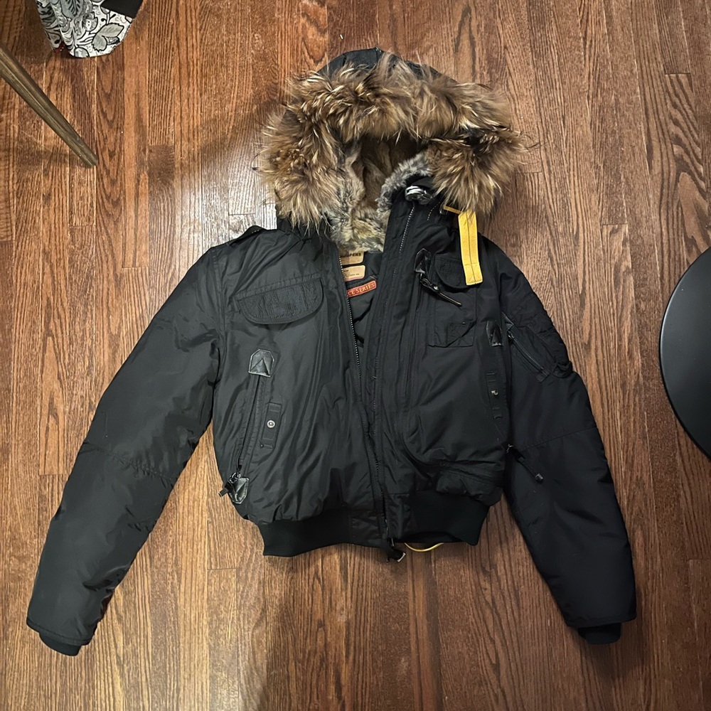 Parajumpers Black Jacket with Brown Fur Hood